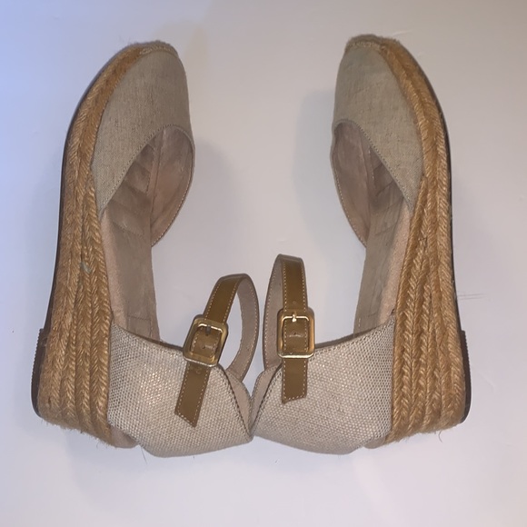 White Mountain Wedge Shoe Espadrille Kate Linen w Rose Gold Women’s Sz 7 - Picture 6 of 9